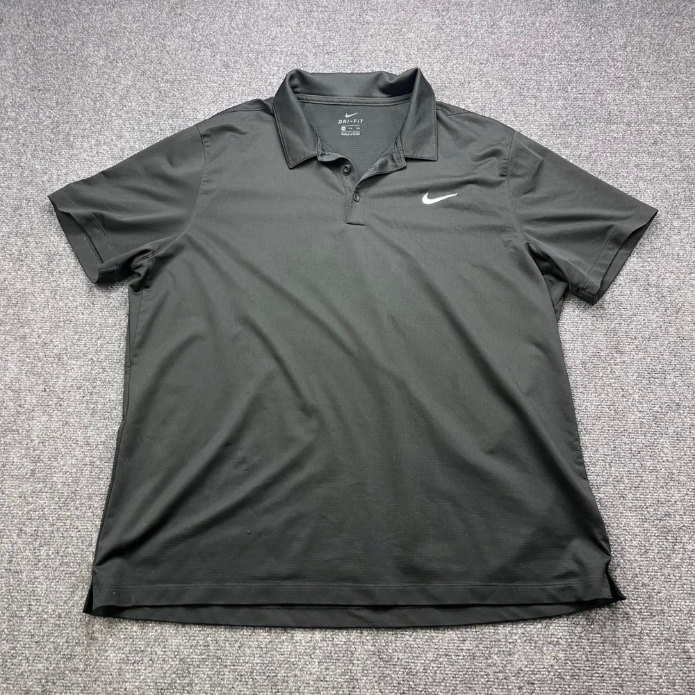 Nike Dri-Fit Golf Athletic Sporty Black Short Sleeve Polo Shirt